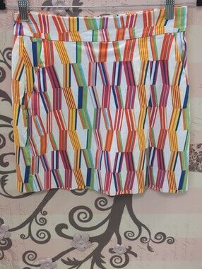 Colorful Geometric Stripe Cotton Skirt